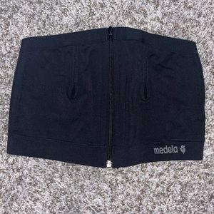 Medela Maternity Postpartum Pumping Bra Black Large Zip Front Stretch Strapless